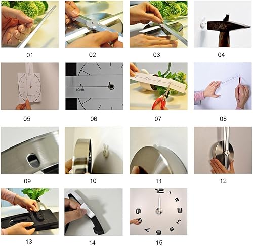 Miniatura 7 de Elikeable Reloj de pared moderno 3D sin marco, grande, 3D, para bricolaje, para manualidades, decoración del hogar, sala de estar, dormitorio