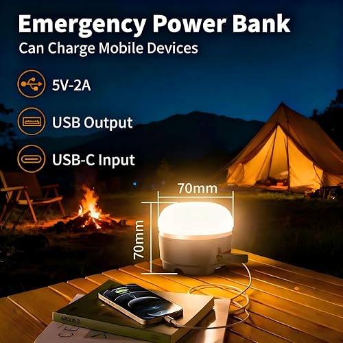 Miniatura 5 de Linterna de campamento recargable de 1000 lúmenes, 11 modos de luz con luces RGB que cambian de color, luz portátil para tienda de campaña con base