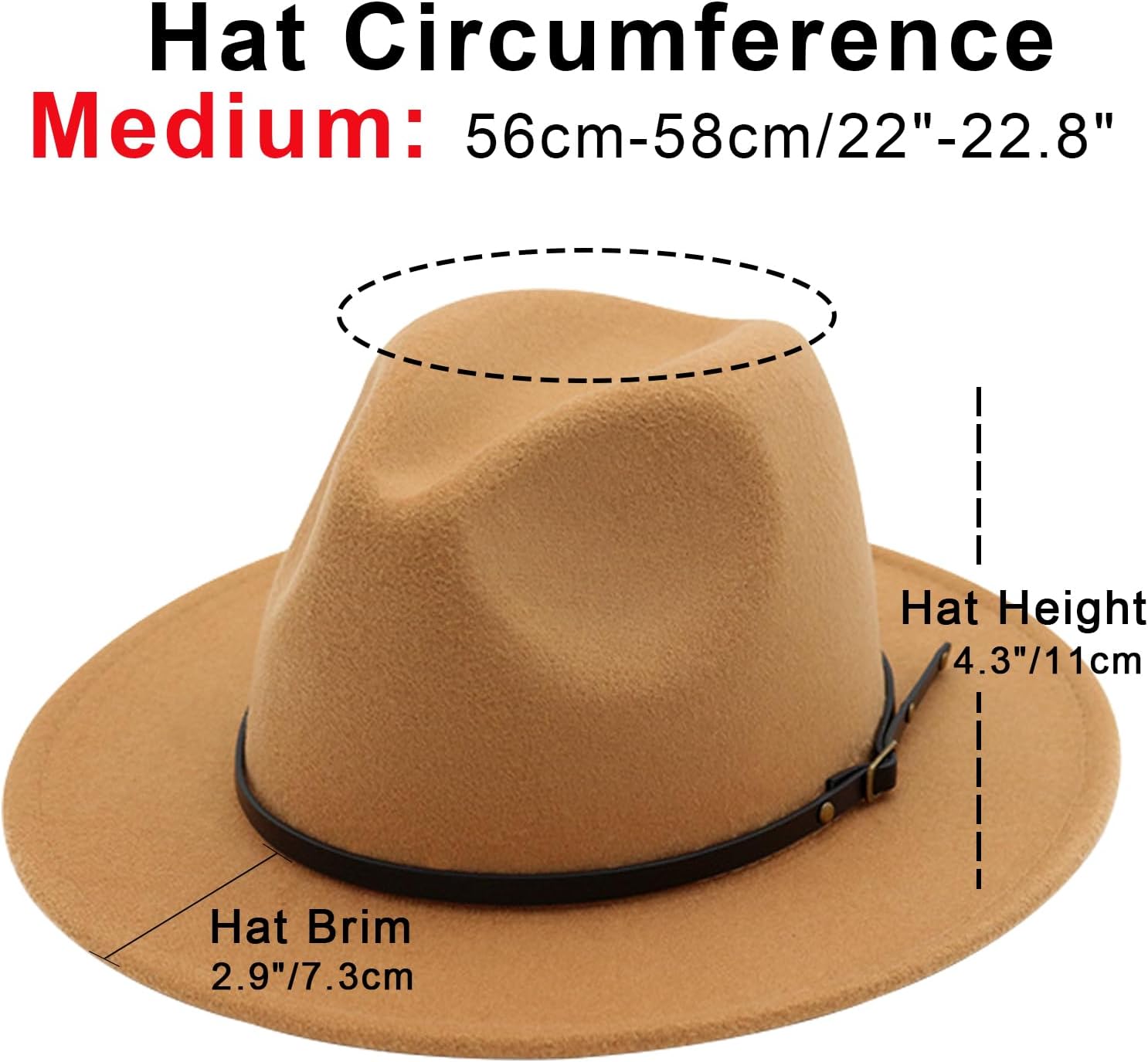 DRESHOW Women Classic Felt Fedora Wide Brim Floppy with Belt Buckle Panama Hat image 2