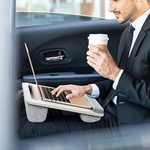 Miniatura 7 de Besign LT08 - Soporte para laptop, escritorio de regazo portátil con cojín de almohada, se adapta a portátiles de hasta 14 pulgadas, con tira