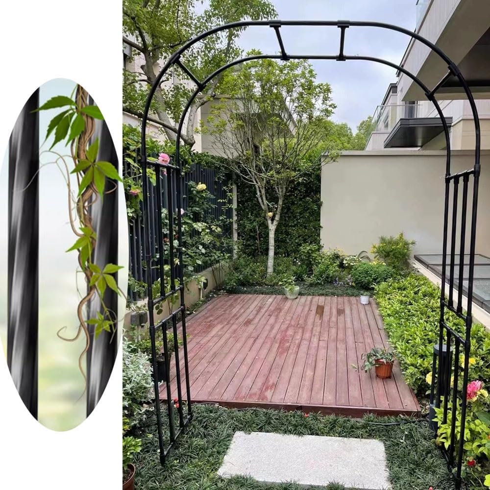 Metal Garden Arch 7.8FT High, Black Trellis for Climbing Plants & Outdoor Ceremonies, 110in Wide x 95in High, Durable Pergola Arbor for Garden Decor