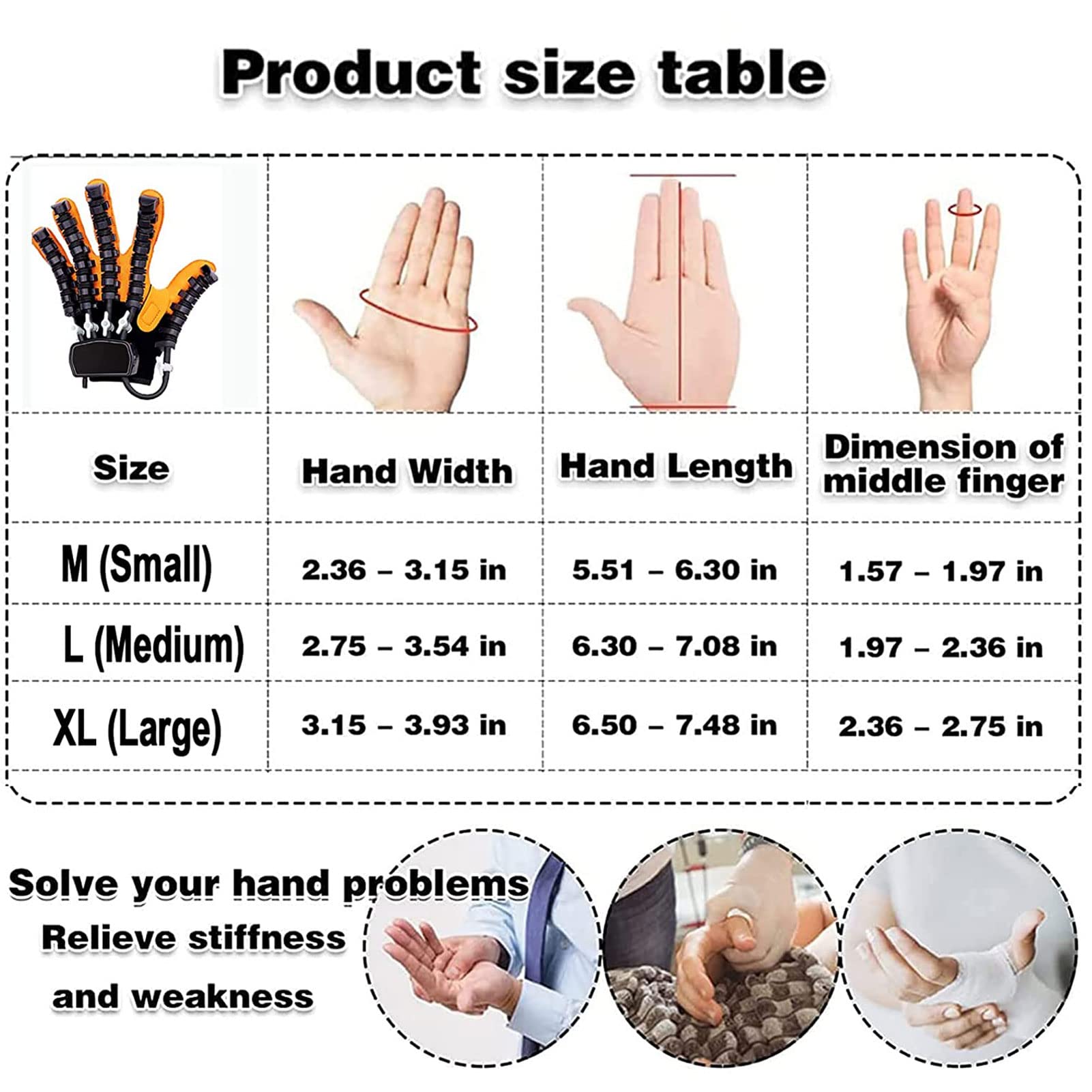 Esercitatore Elettrico per Dita della Mano, Guanti Robotici per La Riabilitazione per Pazienti con Ictus Emiplegia, Dispositivo di Allenamento per Le Mano(Size:Sinistra-XL)