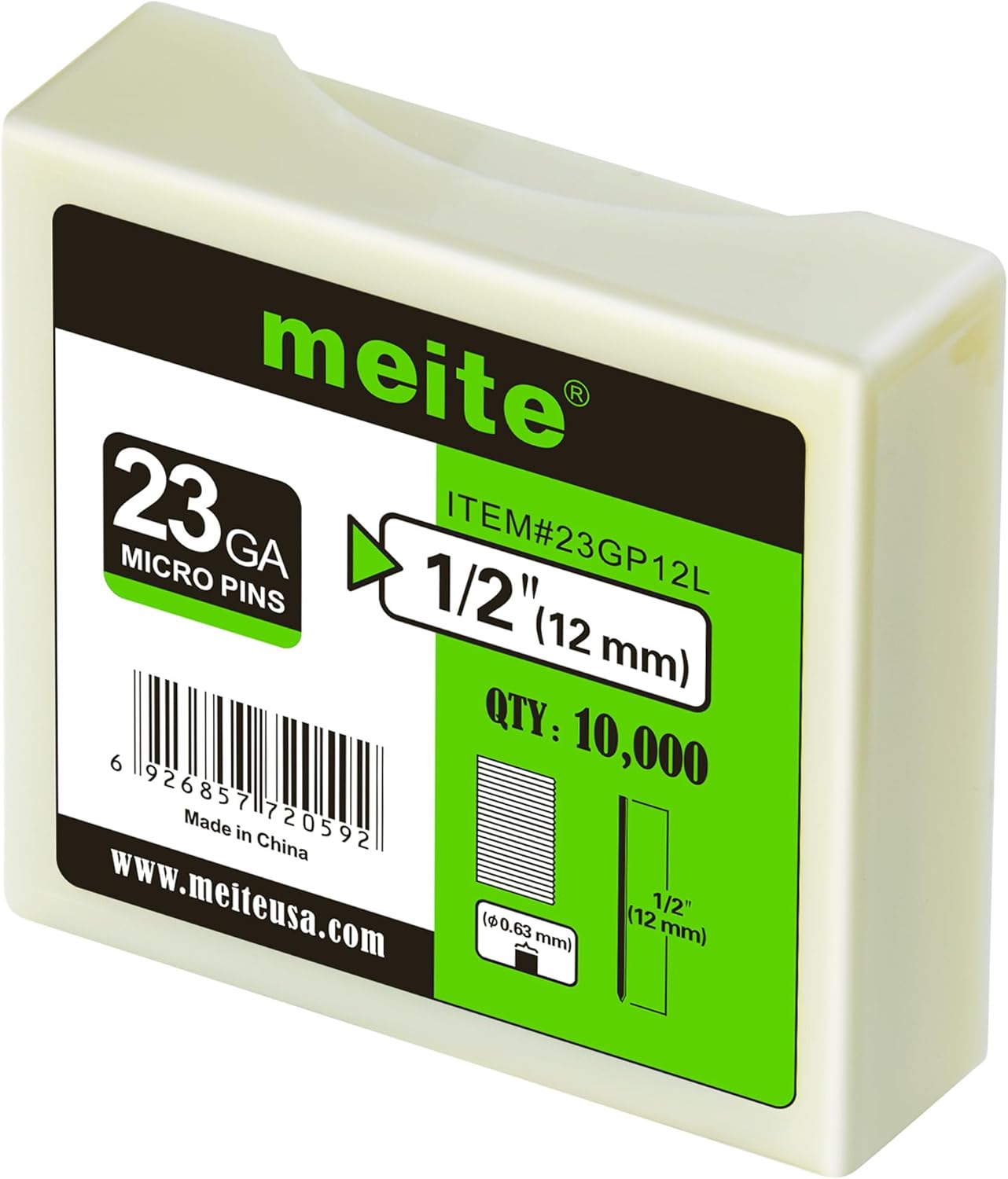 meite 23 Gauge Pin Nails, 1/2-Inch Micro Headless Piner Nails - Galvanized 23GA Pins Nails for Nail Gun, Ideal for Fine Woodworking and Trim Work (5 Boxes)