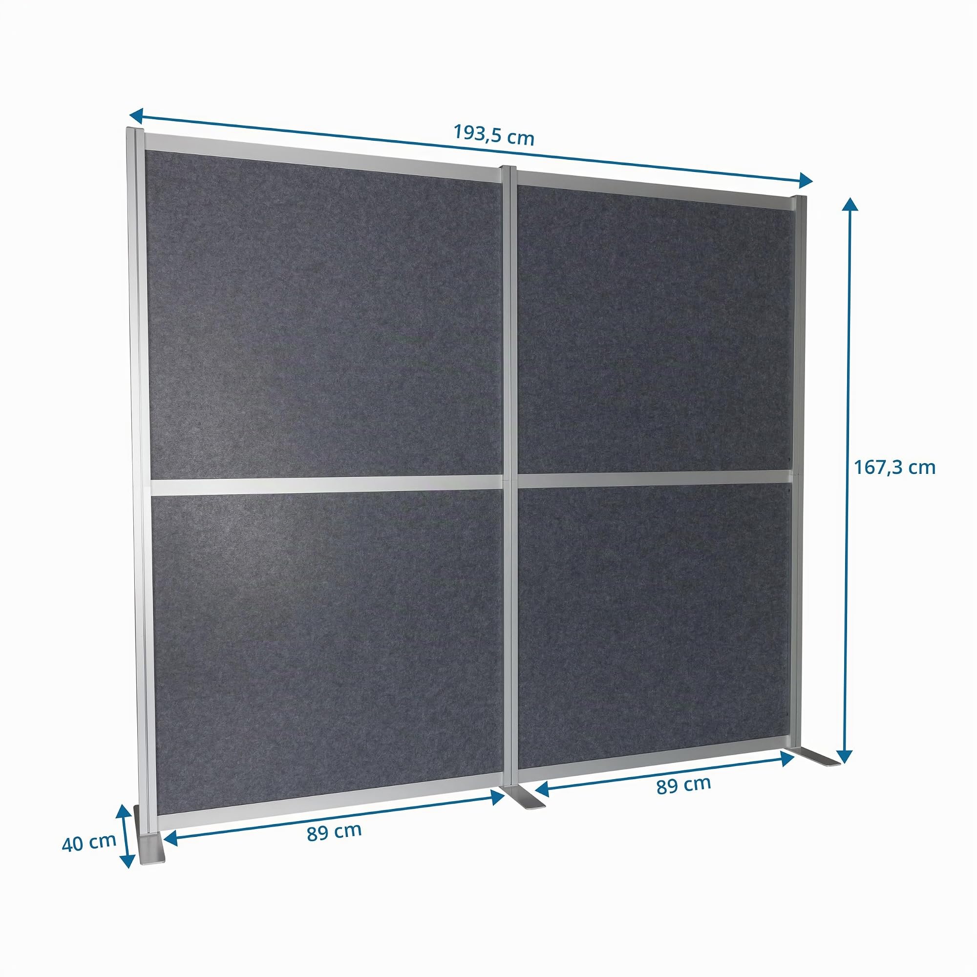 hjh OFFICE parete divisoria acustica FLEXMIUT MODUL parete divisoria fonoassorbente, schermo privacy autoportante per ufficio e casa, grigio