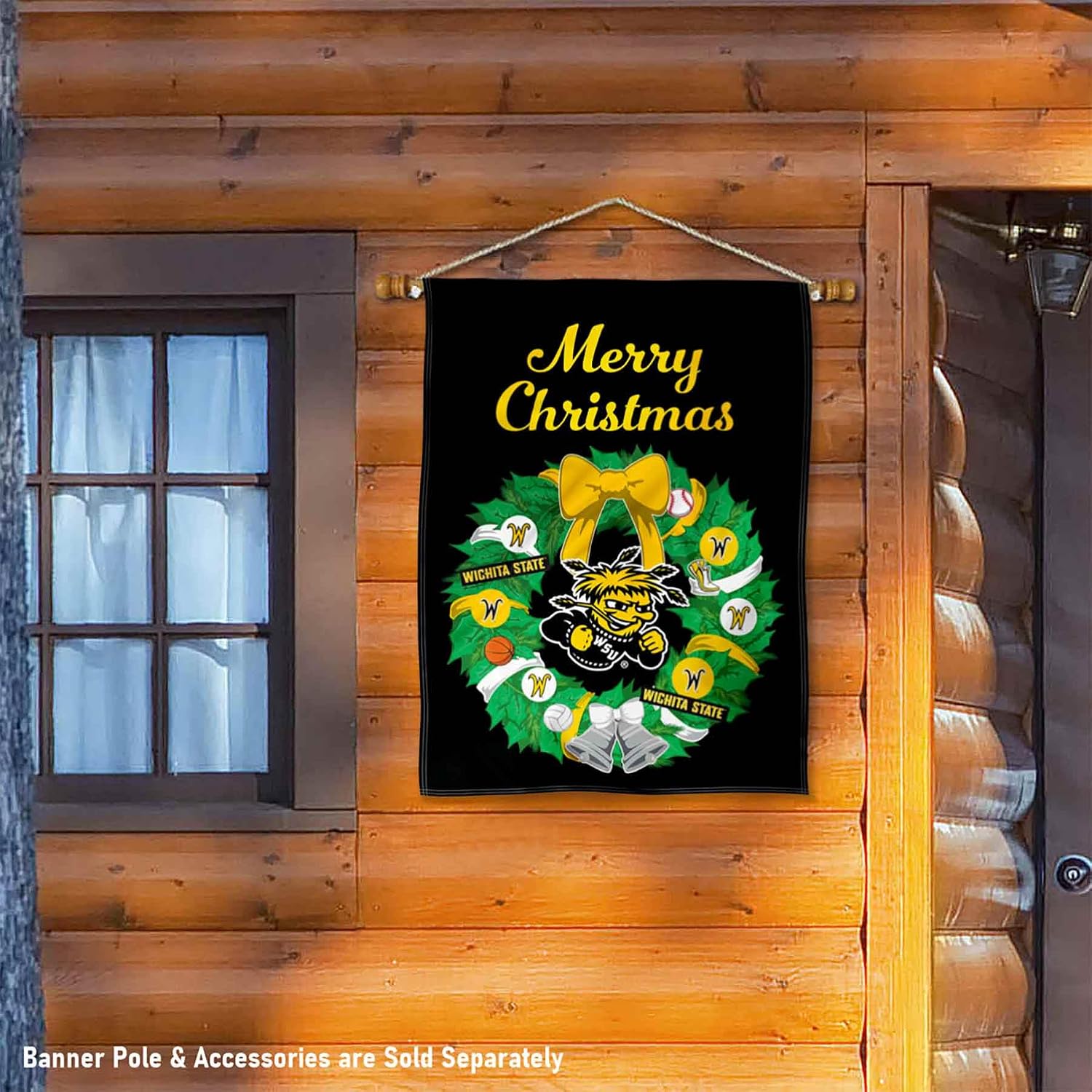 College Flags & Banners Co. Wichita State Shockers Happy Holidays Christmas Banner Flag