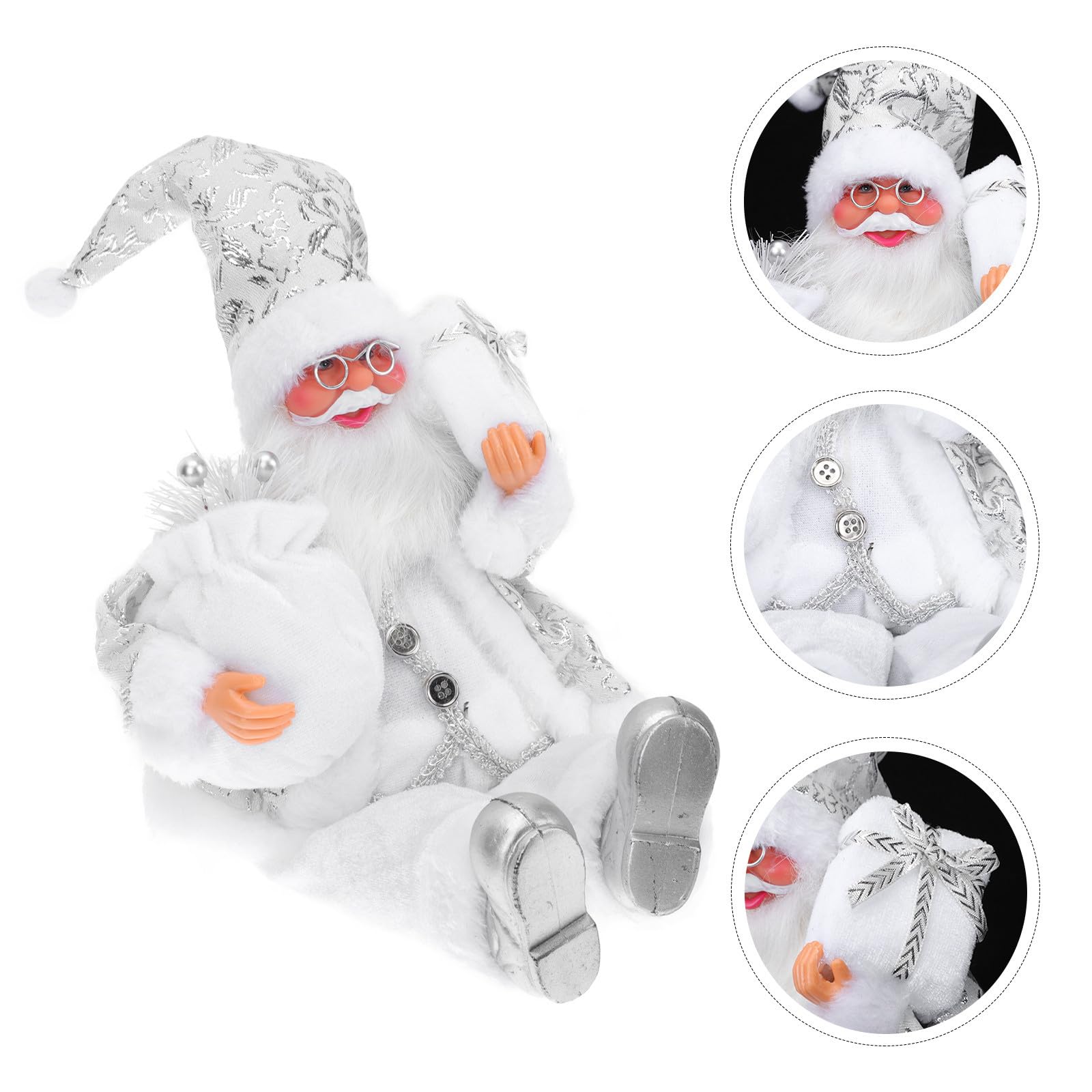Didiseaon 4 Piezas Adorno Navideño de Papá Noel de Resina Blanco, Figura