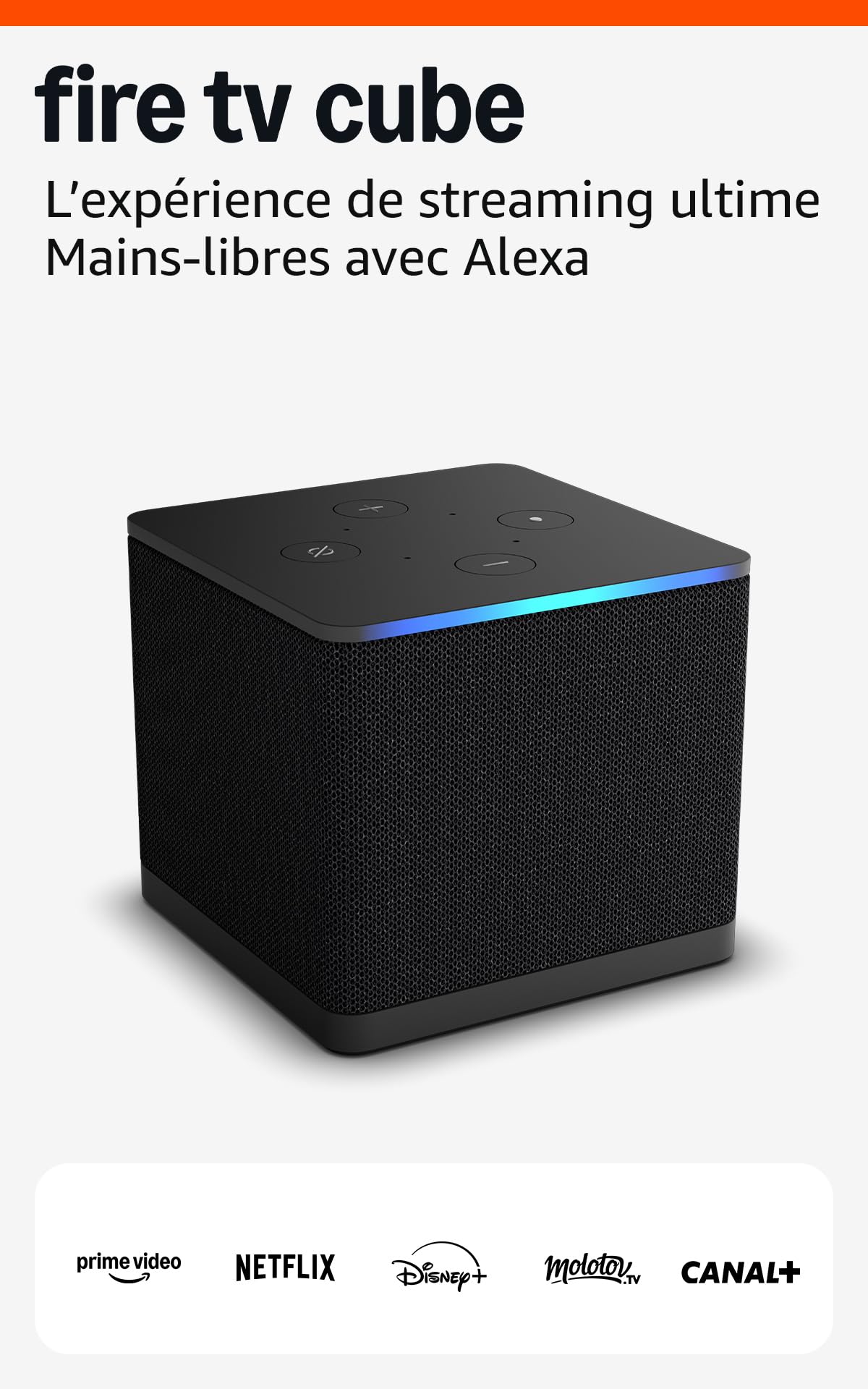 Amazon Fire TV Cube (Nouvelle génération), Lecteur multimédia en streaming, Expérience mains-libres, Wi-Fi 6E, 4K Ultra HD; trouvez vos séries plus rapidement avec Alexa+