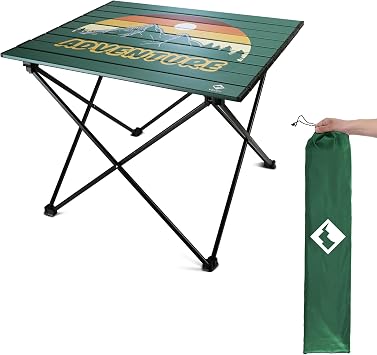 VILLEY Portable Camping Side Table, Ultralight Aluminum Folding Beach Table
