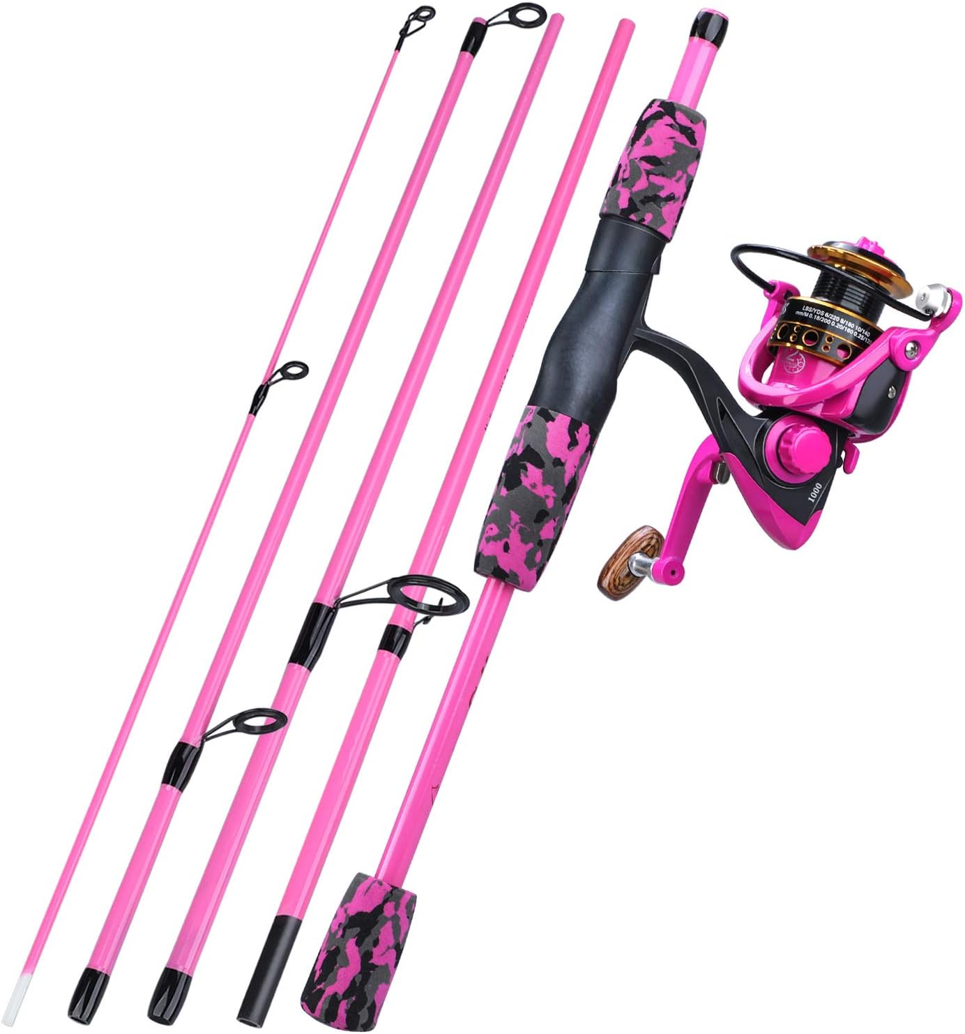 Spinning Fishing Rod Reel Combos,5-Piece Portable Fishing Pole and Smooth Reel for Boys,Girls and Adults