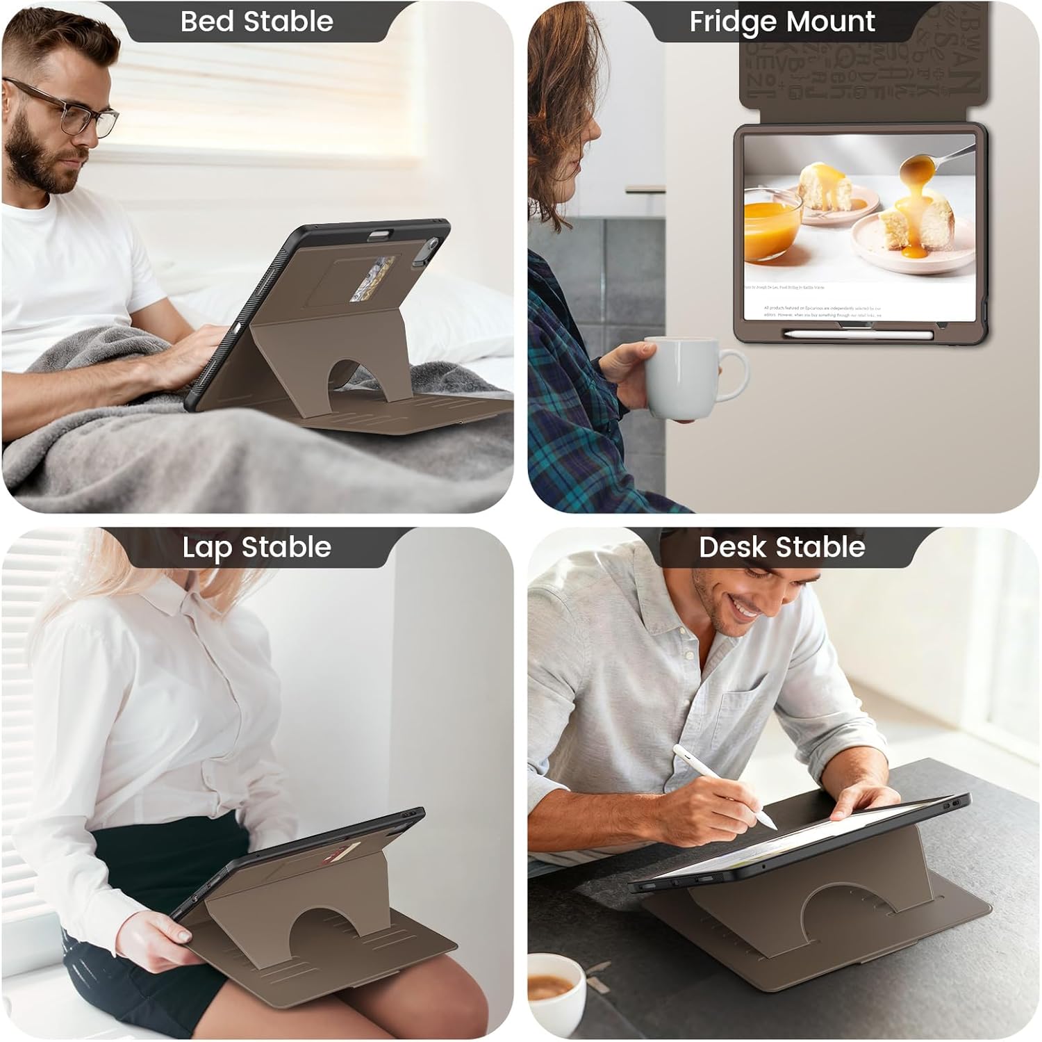 for iPad Air 13 Inch Case M4 2026 / M3 2025 / M2 2024, Strong Magnetic Shockproof Protective Case with Pencil Holder, Auto Wake/Sleep, Magnetic Multi-Angles Stand, Card Slot, Brown