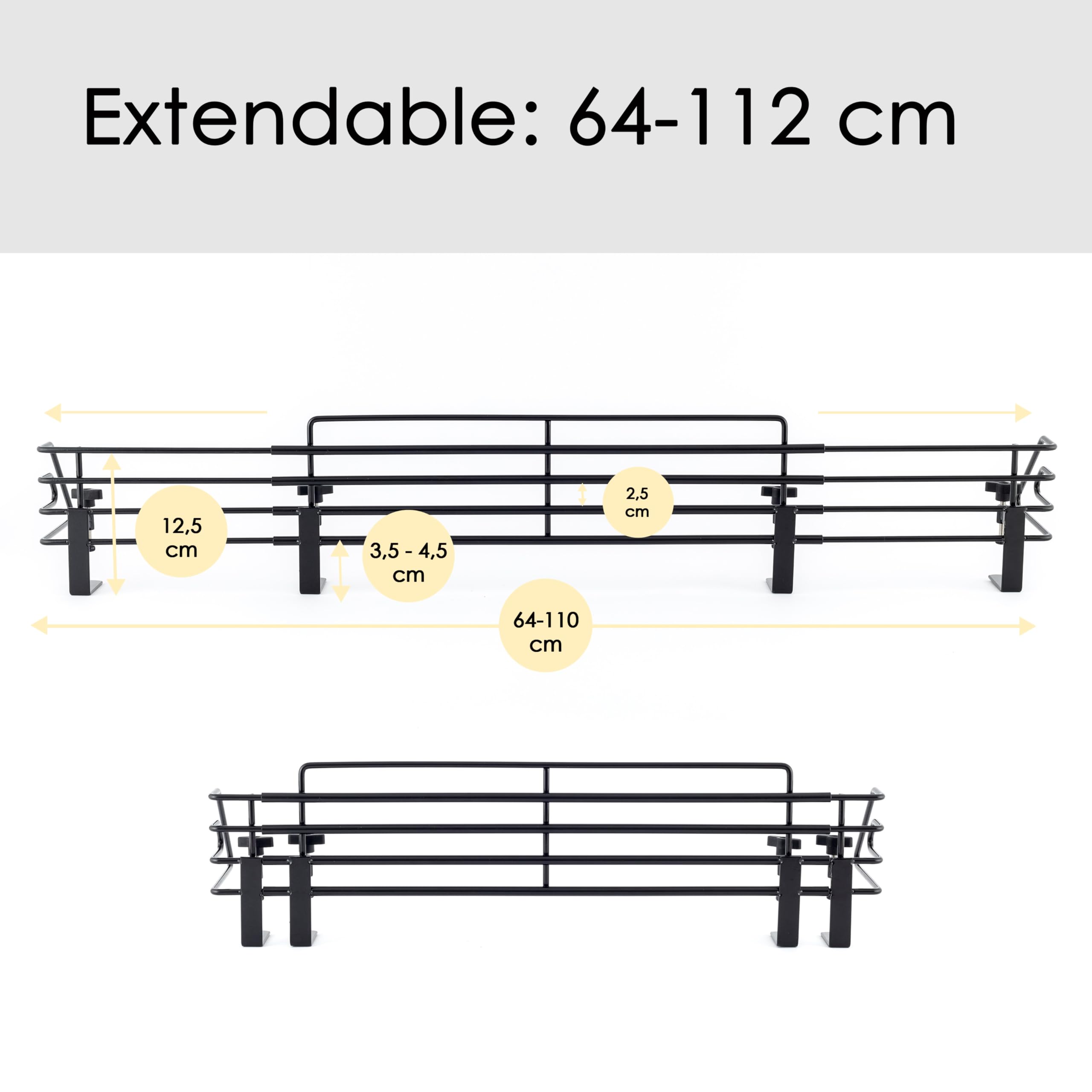 Hanseküche Griglia di protezione per stufa allungabile per 64-110 cm, bloccabile, fusibile senza foratura, lavabile in lavastoviglie, protezione regolabile per fornelli, piano cottura in vetroceramica