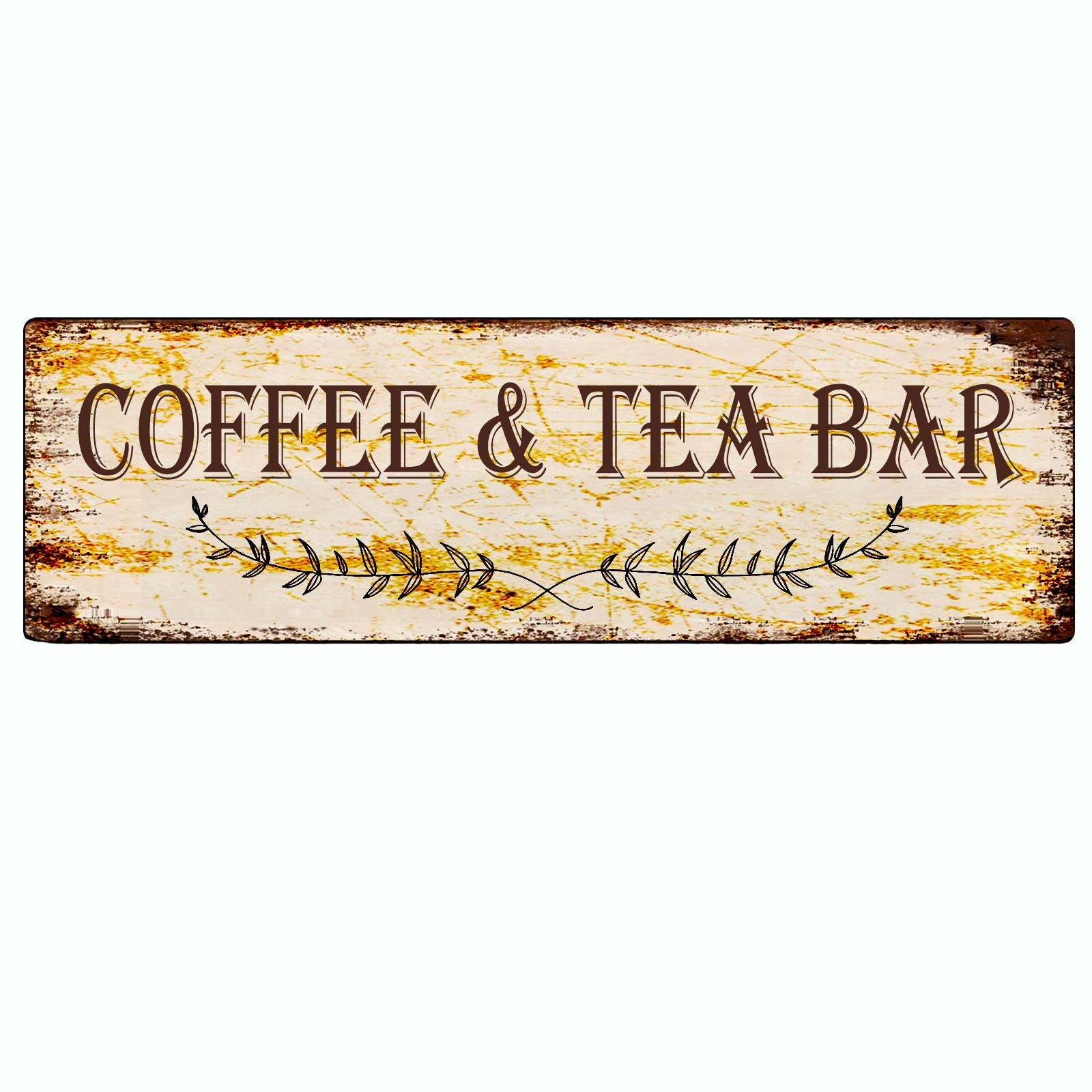 Coffee & Tea Bar Retro Tin Signs Aluminum Metal Sign for Kitchen Home Garden Wall Bar Cafe Decor 4x16 Inch