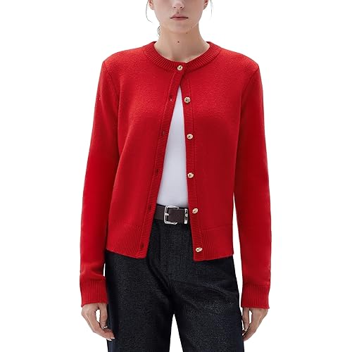 SUUKSESS Women Chunky Cashmere Cardigan Sweaters Trendy Fall Fashion Button Up Long Sleeve Knit Outfits