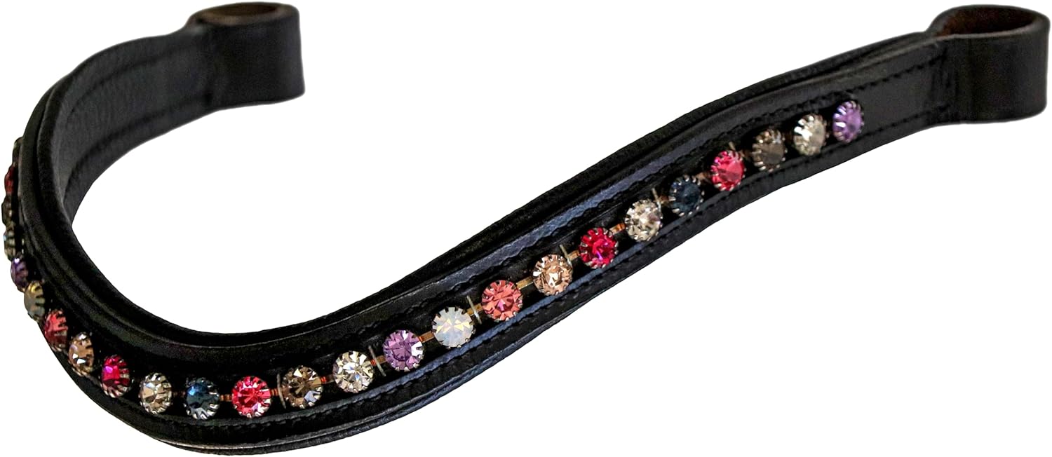 Alice International Leather English Bridle with Soft Padded Browband - Sparkly Crystal Bling for Dressage and Horse Riding Pony M26