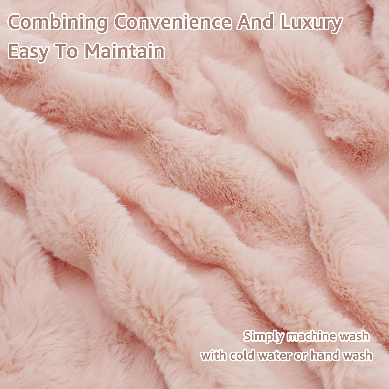 Super Comfort Oversized Warm Thick Bubble Plush Rabbit Faux Fur Throw Blanket, Luxury Plush Throw Blanket, 51×63in Soft Cozy Blanket, Warm Bed Throws for Couch Chair Bed Sofa (Cherry Blossom Pink)