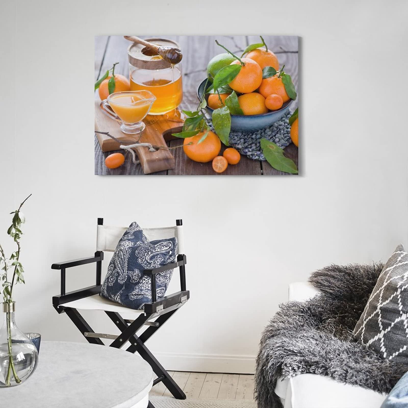 YIBIN Vitamin C in orangefarbenem Saft-Poster, dekoratives Gemälde, Leinwand, Wandposter und Kunstbild, modernes Familien-Schlafzimmer, 60 x 90 cm