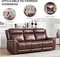 Vista 5 de EBELLO Sofá reclinable de cuero sintético de 3 plazas, sofá reclinable manual, silla de 3 asientos de estilo moderno de mediados de siglo