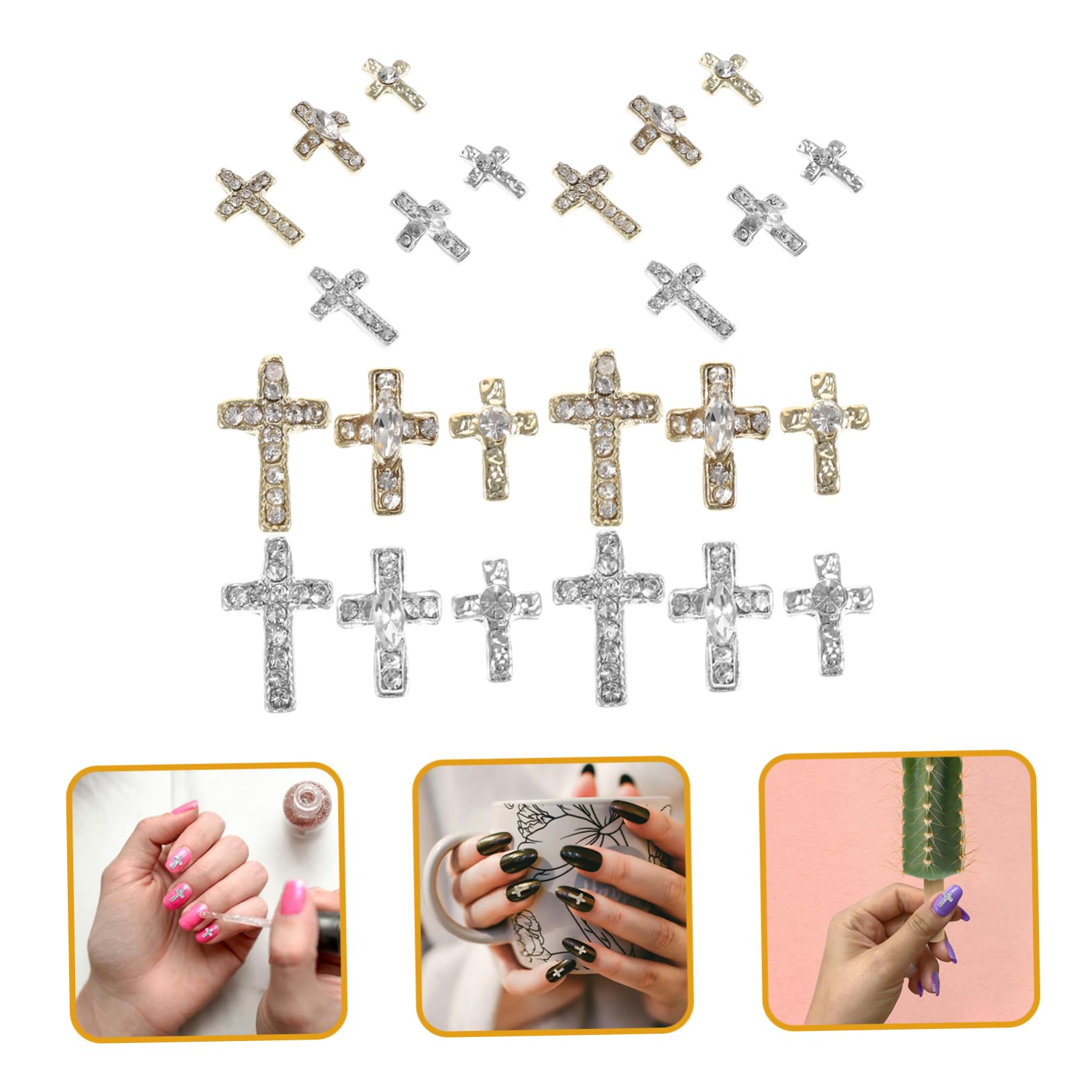 FOMIYES 4 Set Smalto A Croce Fascino Delle Unghie Ciondoli Per Unghie Strass Forniture Per Unghie Ciondoli Per Unghie Per Unghie Acriliche Fascino Per Unghie Lega Di Zinco 60 Pezzi * 4