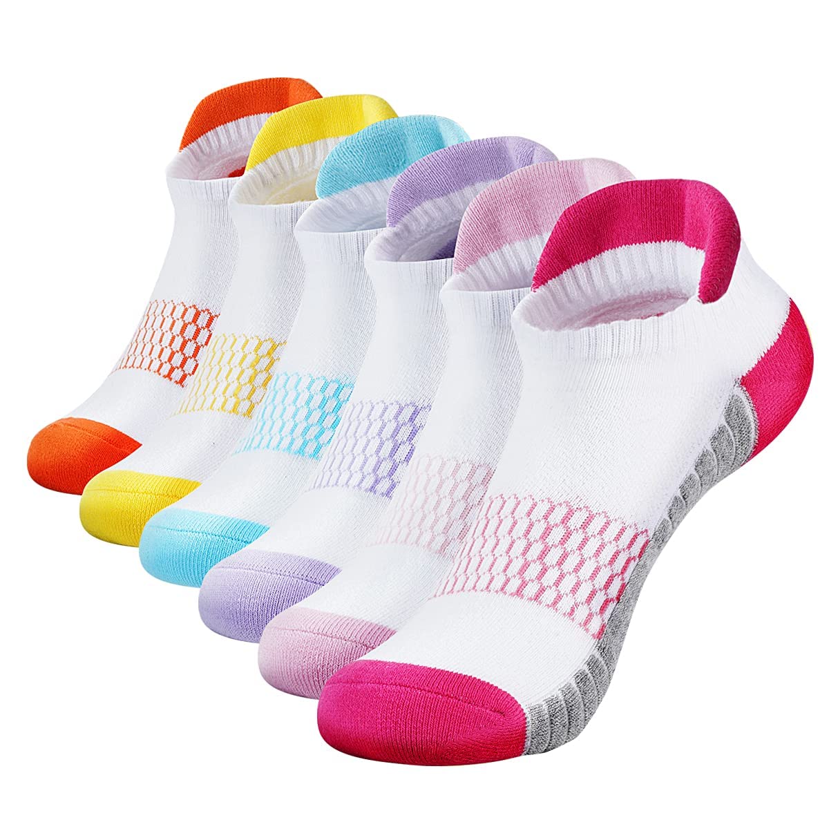 KASTWAVE Athletic Running Socks, Low Cut Cushion Running Socks Breathable Comfort for Sports, Low Cut Cotton Socks for Men and Women(6 Pairs)