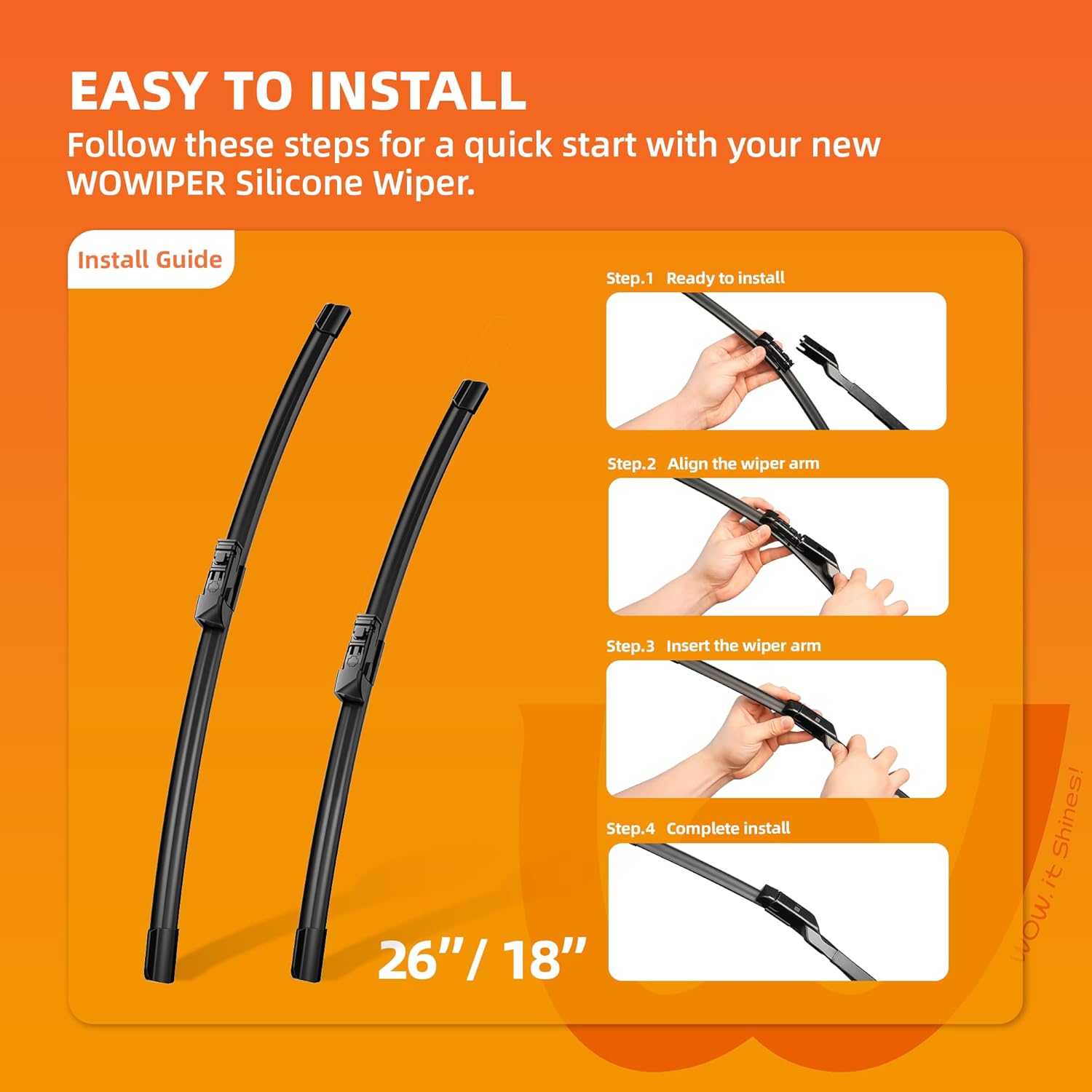 Silicone Wiper Blades 26" + 18" Automotive Replacement Windshield Wiper Blades for Subaru Outback Legacy 2023-2020 Premium All-Seasons OEM Quality Wipers for Front Windshield(Set of 2)