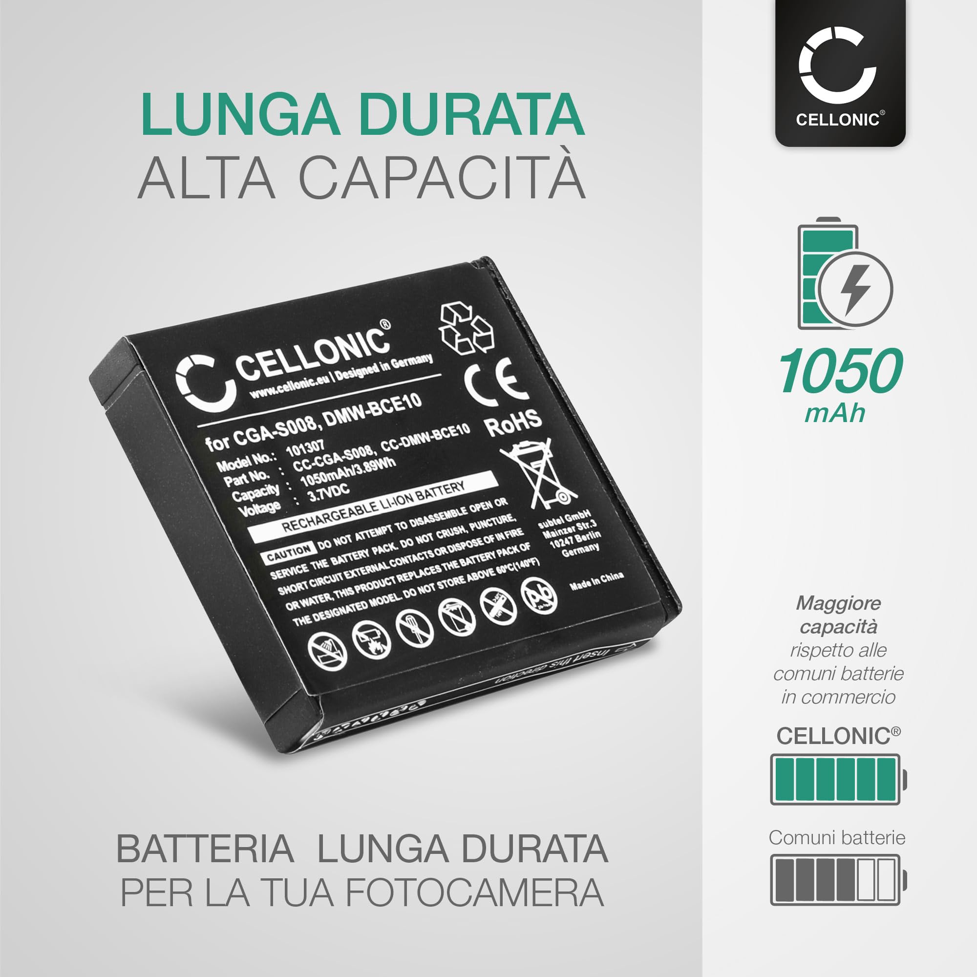 Batteria Di Alta Qualità Per Leica C-LUX2 – 1000 MAh, 3,6 V, Li-Ion (Alternativa Compatibile)