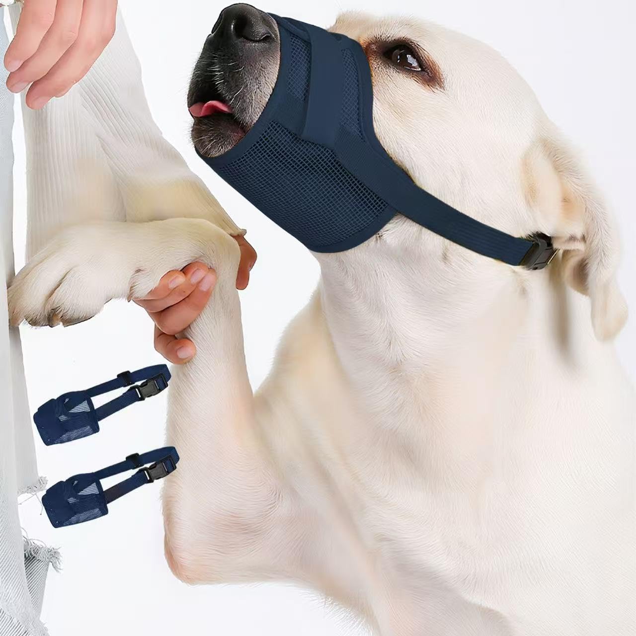 Hamibus 2-Pack Breathable Mesh Dog Muzzles Dark Blue L