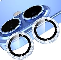 Vista 16 de YWXTW Protector de lente de cámara para iPhone 15/15 Plus/16e/ 17e, anillo de metal antiarañazos individual protector de pantalla de vidrio templado