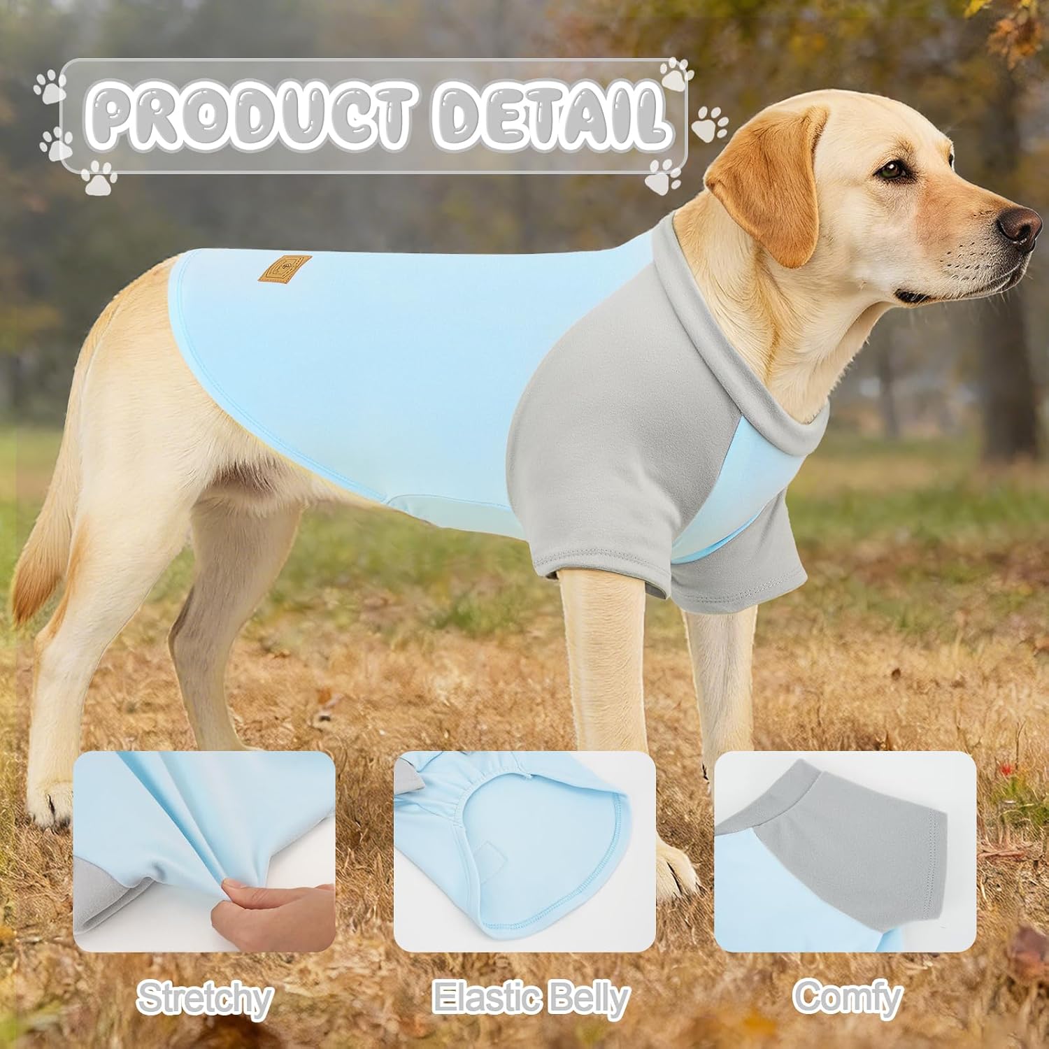 XPUDAC 4 Pack Dog Sweaters Comfy Dog Clothes with Sleeves Puppy Shirts Pullover Pet Sweatshirt for Small Medium Large Dogs Boy Girl Doggy Outfits Cat Apparel, Blue, 3XL