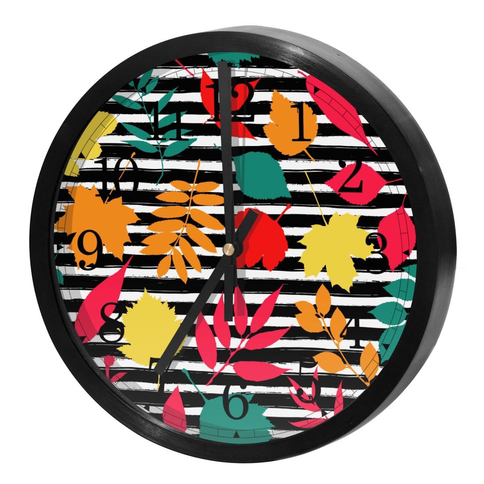 Horloge murale silencieuse à quartz Rayures d'automne pour la cuisine et le bureau