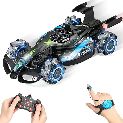 LELETAM Coche de acrobacias a control remoto, 2.4 Ghz de alta velocidad 360 Flips RC Stunt Drift Car con LED, 4WD Vehículo todoterreno Juguetes