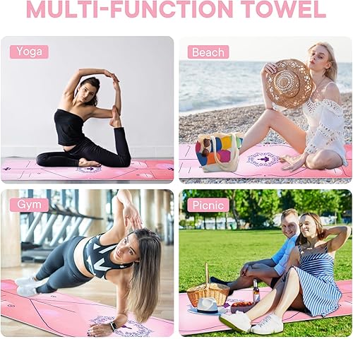 Miniatura 53 de Toallas de yoga, toalla antideslizante para esterilla de yoga caliente con puntos de agarre, manta de yoga de microfibra suave súper absorbente para