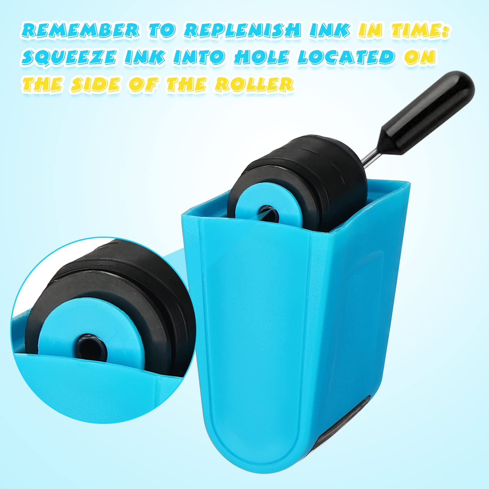 Sherr 2 linie do pisania odręcznego, rolka z przerywanymi liniami pisma ręcznego, pieczątka rolkowa dla dzieci, nauczycieli, przedszkola, edukacja, klasa, powrót do szkoły (7 x 6 x 3 cm, żółty