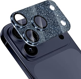 カメラフィルム iPhone 17 Pro(2025) 対応 カメラ保護 強化ガラス+アルミ合金 カメラカバー キラキラ レンズカバー キズ防止 耐衝撃 高透過率 貼り付け簡単 レンズ保護 アイフォン17プロ(2025) 用 (ブルー)