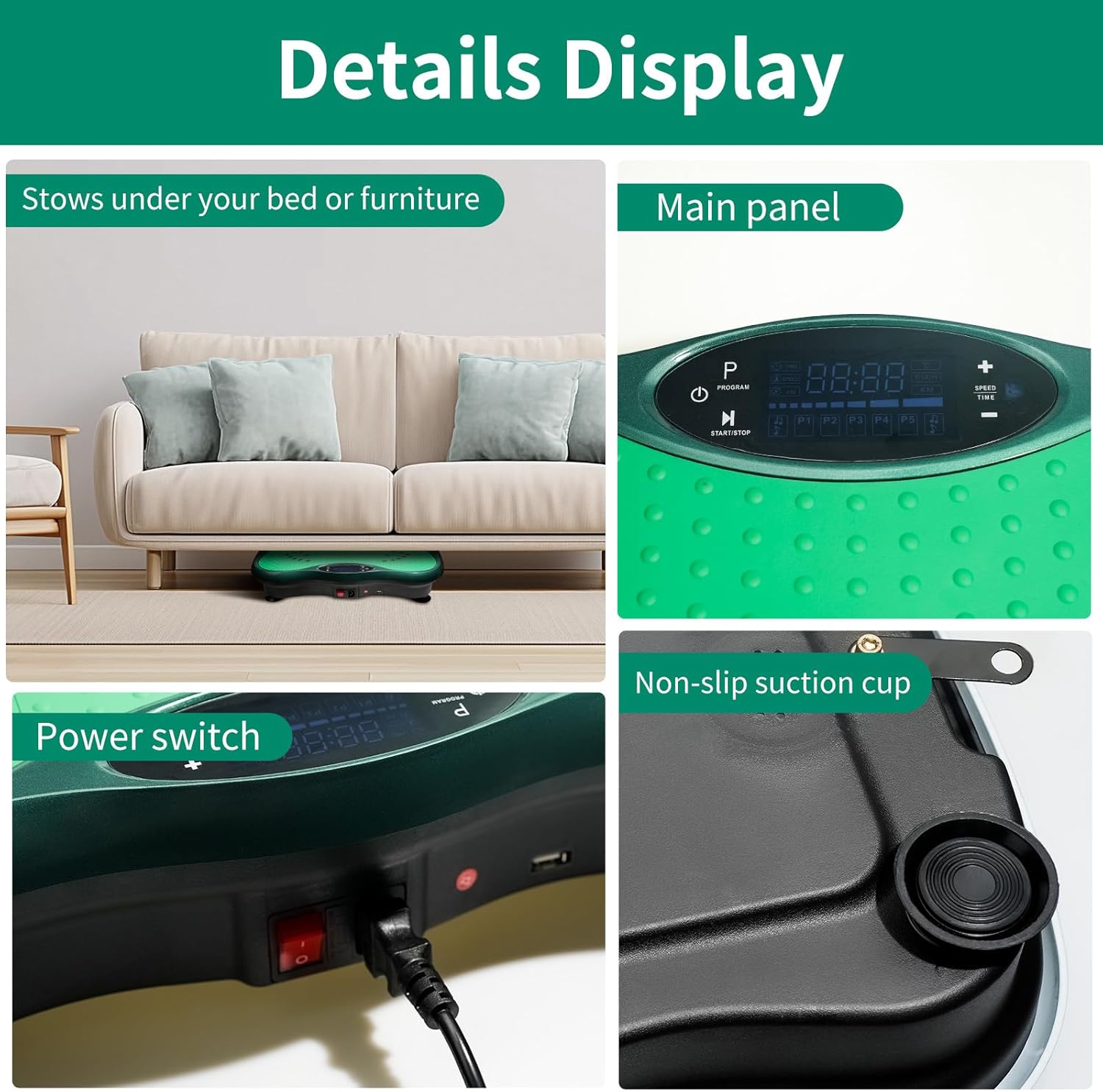 Vibration Plate Exercise Machine for Whole Body Workout, Professional Vibrating Plate with 330lbs Capacity, 5 Preset Programs & Bluetooth for Home Office Lymphatic Drainage & Weight Loss