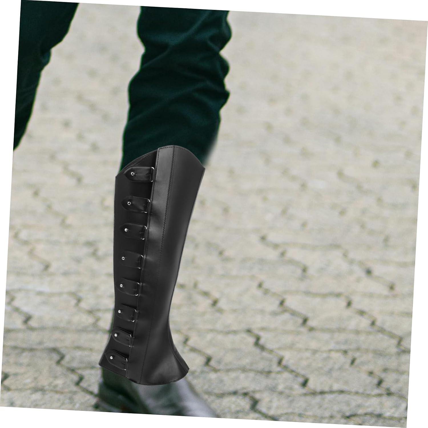 minkissy 1Pair Vintage Adjustable High Leg Gaiters for Men Steampunk Pirate Boot Covers PU for Medieval and Renaissance Costumes Lightweight and Comfortable Design