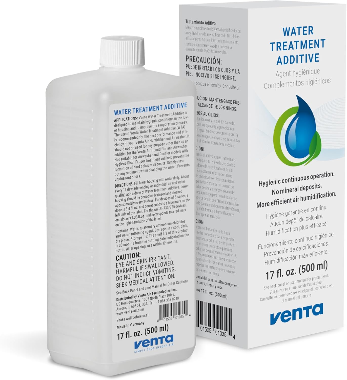 VENTA Water Treatment Additive, 17-oz Humidifiers, Prevents Mineral Build-up, Add Every 14 Days