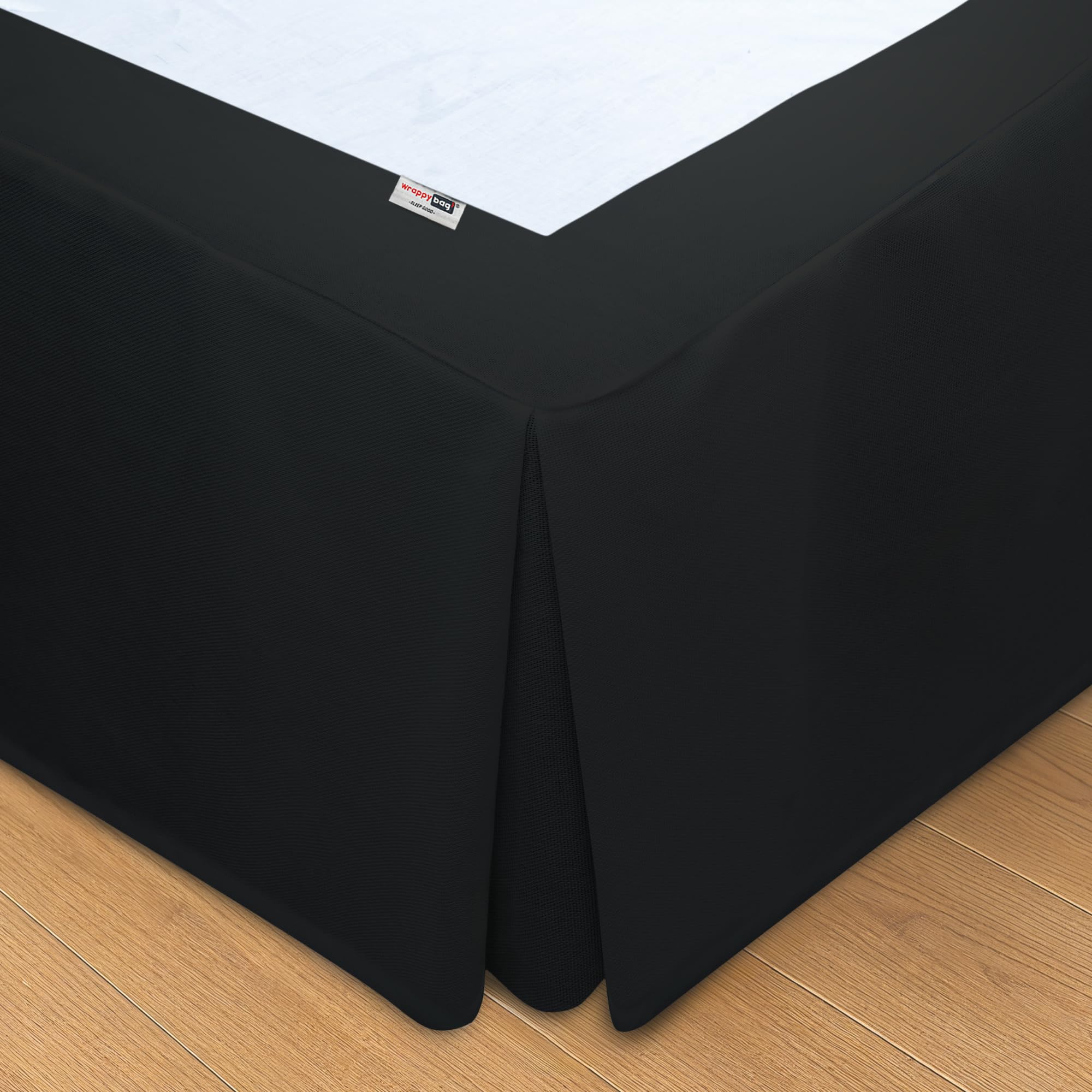 Cubrecanapé 140 x 190 cm negro para cubrir somier viejo con faldón largo