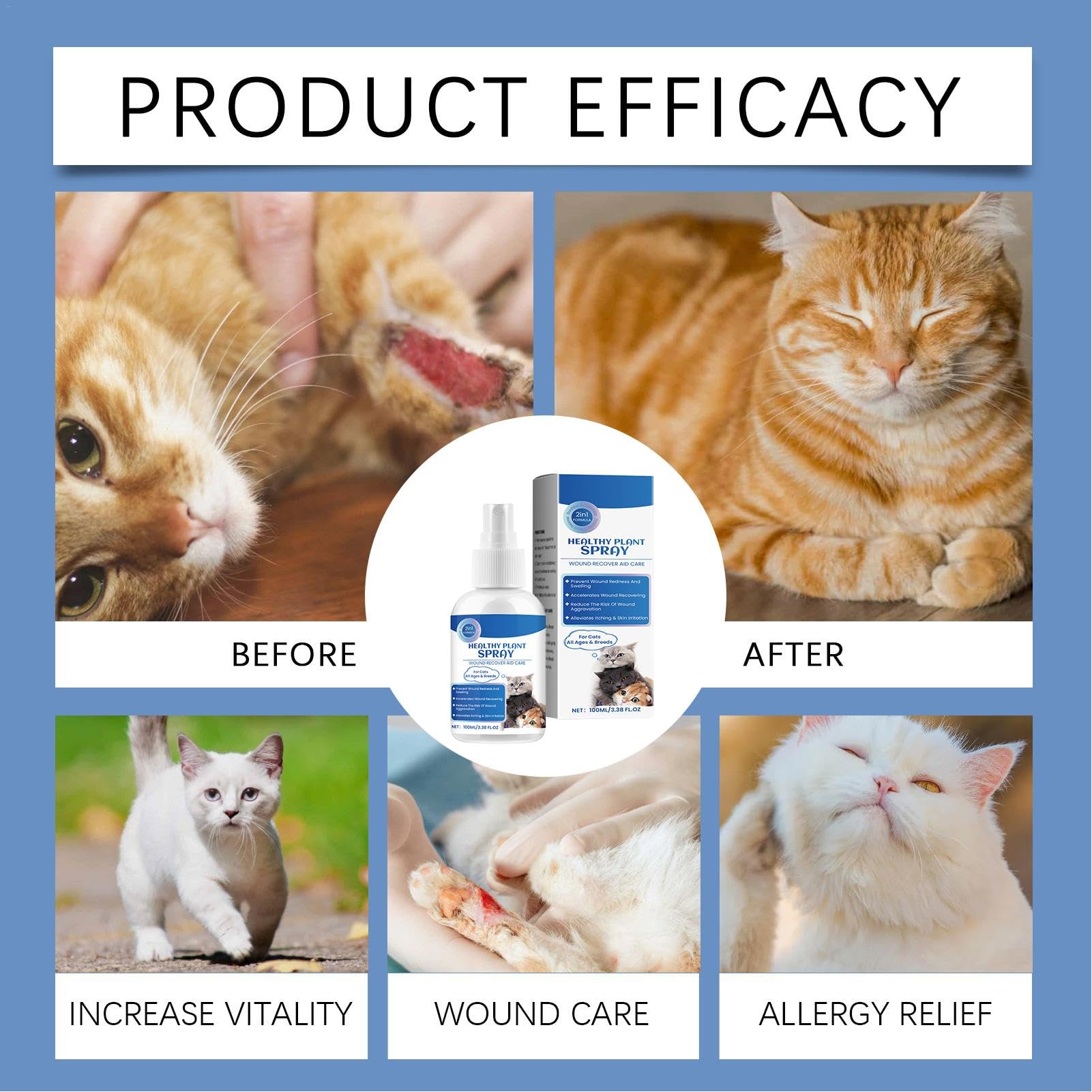 Soulagement de la peau sèche pour les chats, soins de la peau des chats, Spray anti-démangeaisons pour chat, 100 ml, Guérisseur naturel des plaies de chat, soulagement des points chauds, liquide