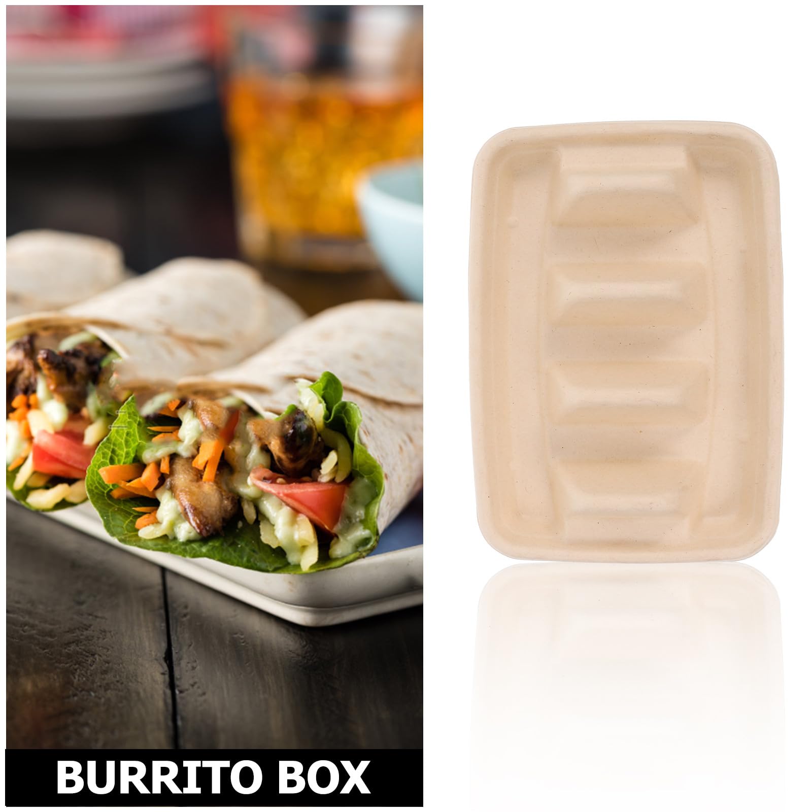 Scatole Porta Taco Monouso 50 Pezzi in Carta Beige | Tacos e Altri Cibi Simili, Leggere e Multiuso, Adatte a Cucina e Feste