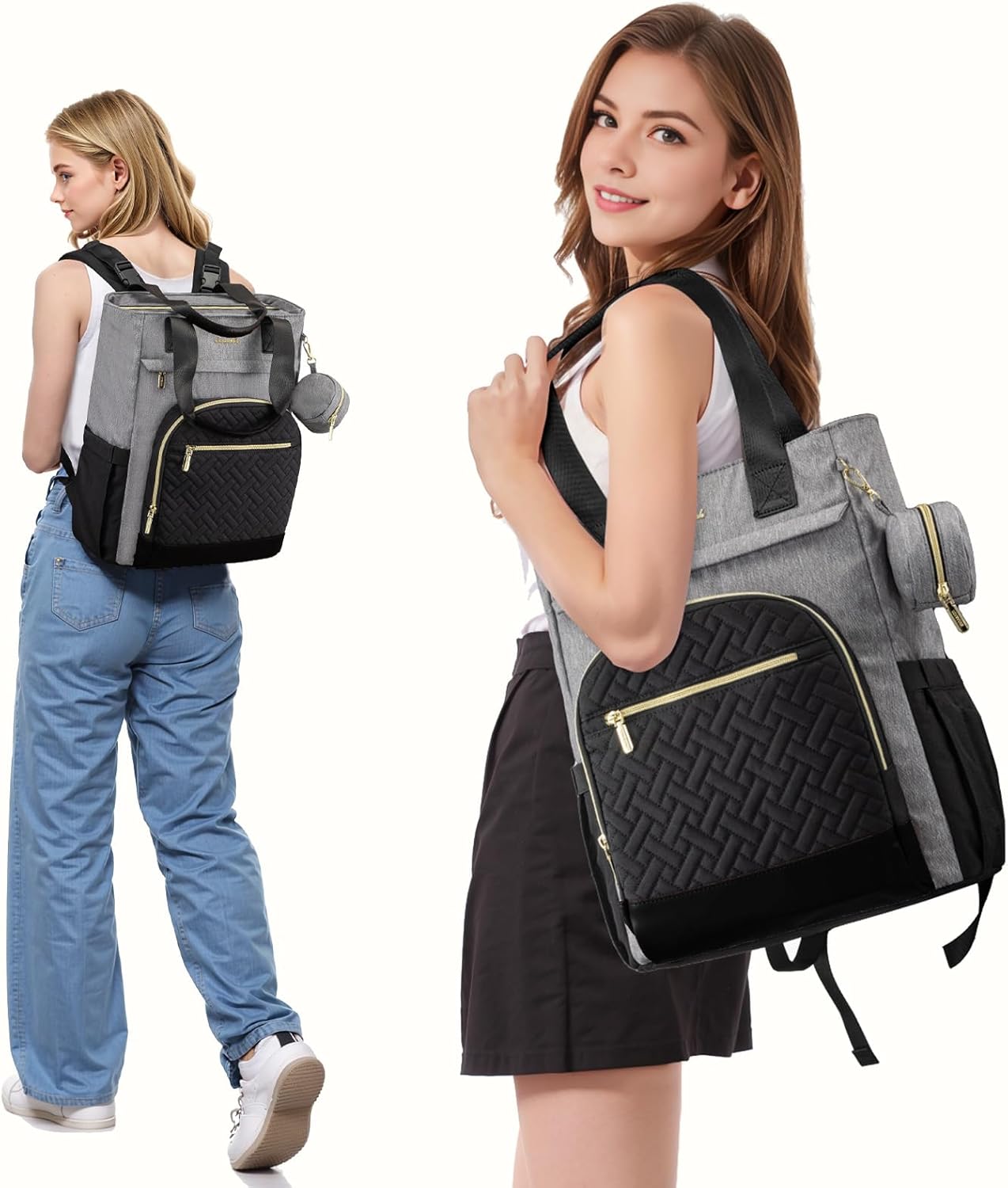 LOVEVOOK Diaper Bag Backpack, Large Capacity Portable Baby Bag with Foldable Diaper Changing Pad, Waterproof Baby Diaper Bags Gift for Mon Dad, Slate Ebony - Image 8