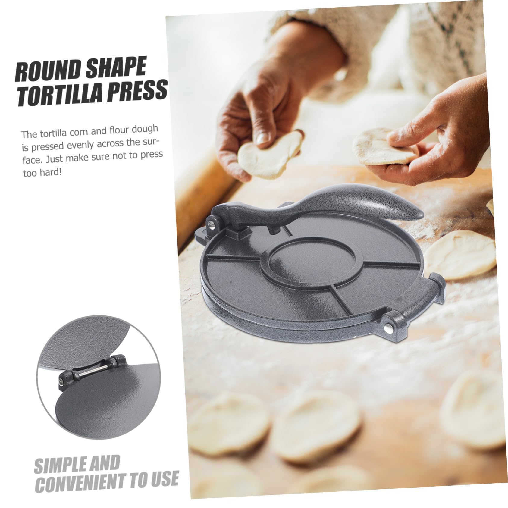Prensa Para Tortillas De Harina De Acero Inoxidable 10.43X7.87X1.96In Máquina Plegable Para Hacer Tortillas Caseras Y Empanadas Cocina