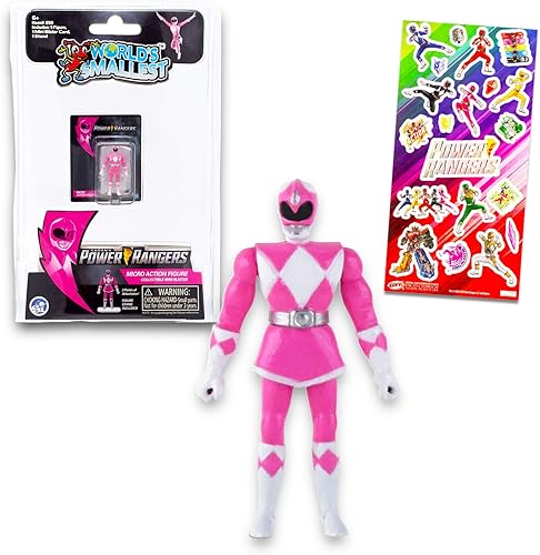 World's Smallest Power Rangers - Juego de figuras de acción de Power Rangers con mini figuras rosadas de Power Rangers y calcomanías