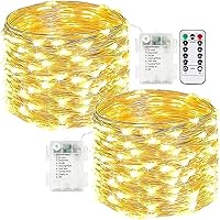 Vista 82 de Paquete de 2 guirnaldas de luces LED, funcionan con pilas, 5 m, 50 luces intermitentes, temporizador, impermeables, para habitaciones, bodas