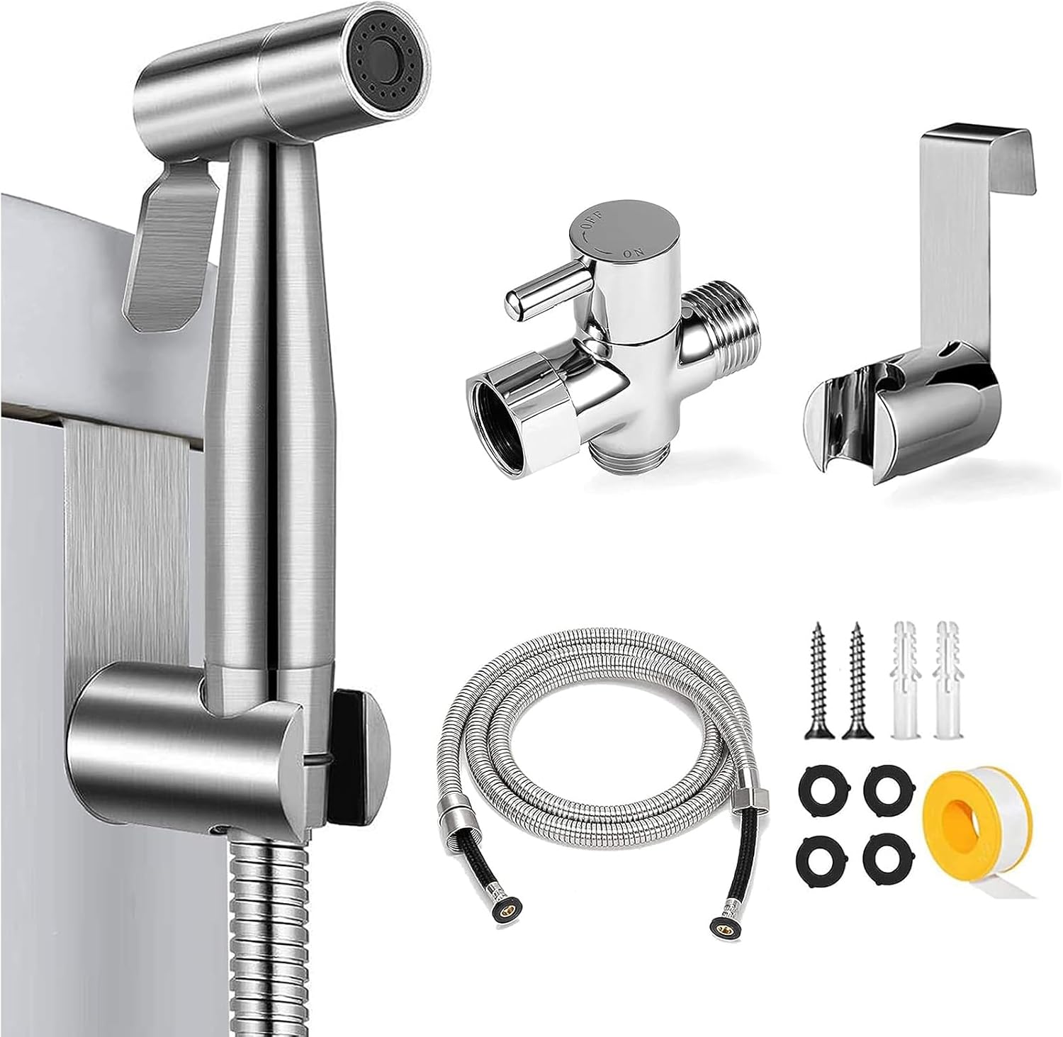 Bidet Sprayer for Toilet,Handheld Bidet Spraye,Cloth Diaper Sprayer Water Kit,Bathroom Hand Held Bidet Shower for Self Cleaning,Stainless Steel and Easy to Install