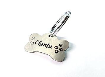 STREET SOUL Pet ID Personalized Stainless Steel Silver Laser Engraved Tag for Pet Dog, Cat ID Customized Dog Tag (1.4 INCHES Bone)