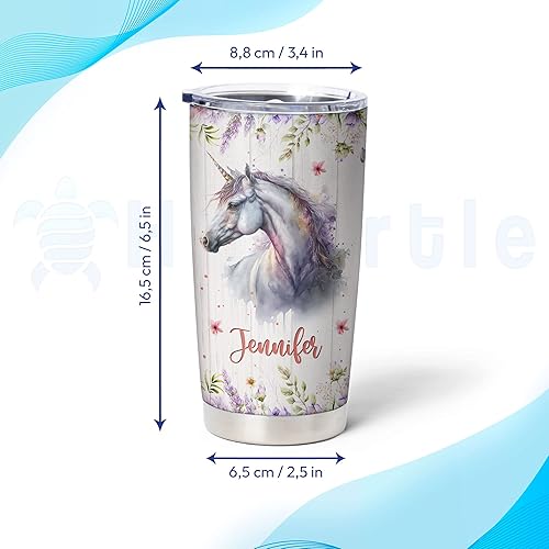 Miniatura 5 de Hyturtle Regalos personalizados para los amantes de los unicornios, vaso de acero inoxidable con nombre personalizado de 20 onzas con tapa, idea de