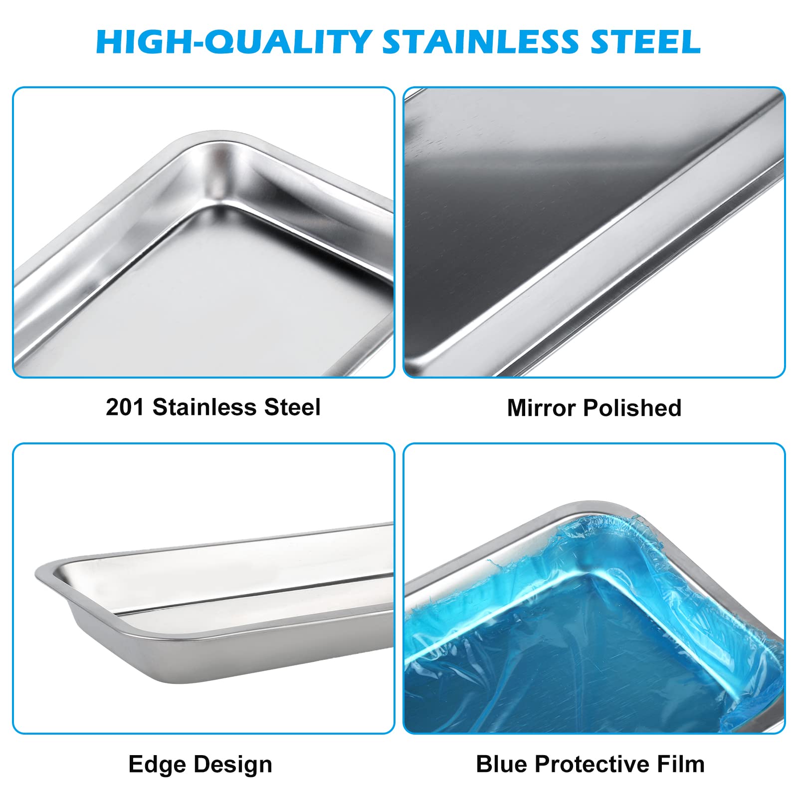 VBESTLIFE Plateau En Acier Inoxydable Plateau Médical, Plateau Dentaire Rectangulaire Sanitaire