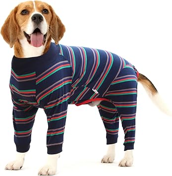 Dog Recovery Suit Abdominal Wound After Surgery Wear Prevent Licking Wounds E-Collar & Cone Alternatives Postoperative Shirt Dog Pajamas Long Sleeve Prevent Shedding Small, Blue