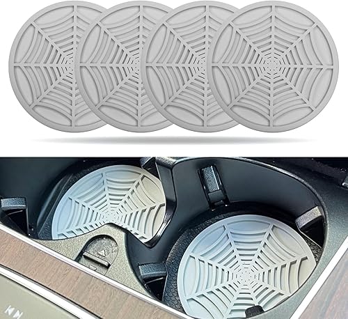 Miniatura 7 de Hirificing 4 posavasos con diseño de telaraña, 2.75 pulgadas de silicona antideslizante, almohadillas decorativas de bebidas para automóvil,
