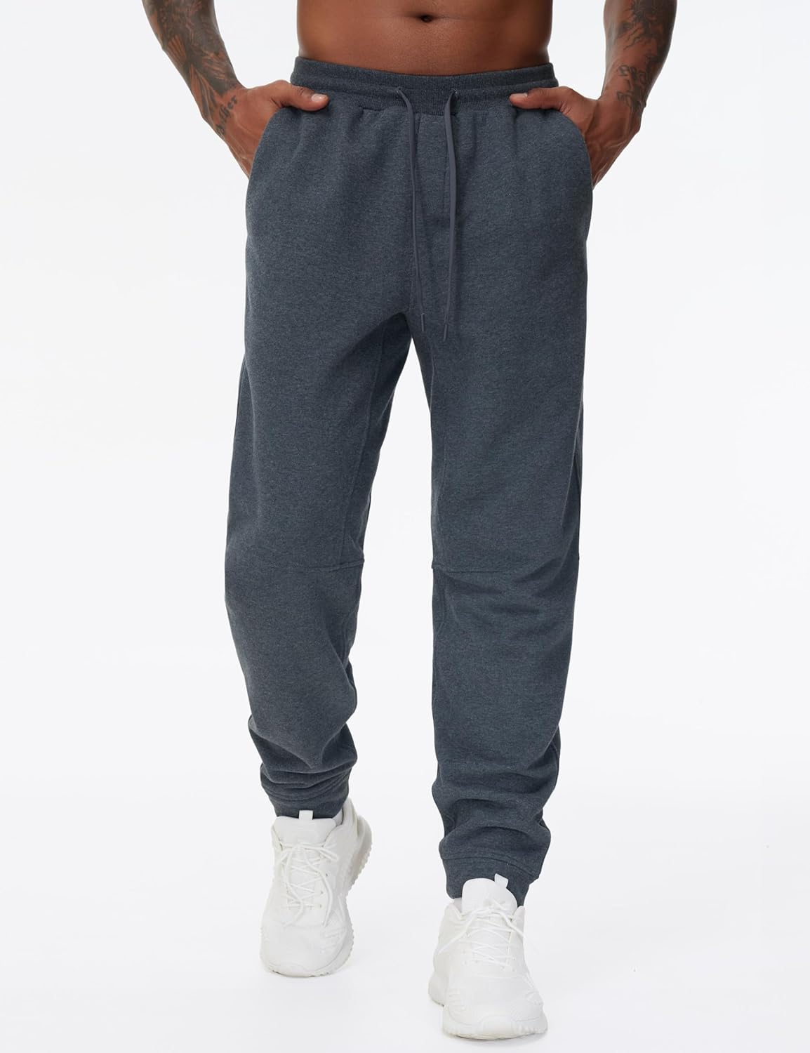 THE GYM PEOPLE Men's Fleece Workout Sweatpants Drawstring Tapered Running Lounge Jogger Pants with Pockets - Image 3